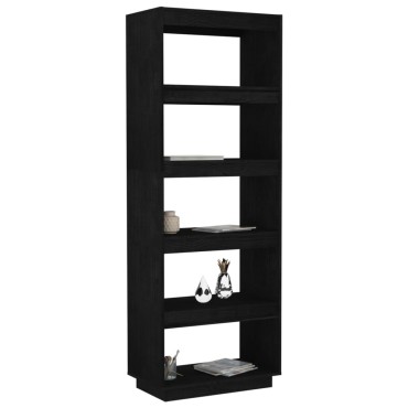 vidaXL Βιβλιοθήκη/Διαχωριστικό Χώρου Μαύρο 60x35x167cm Μασίφ Πεύκο 1 τεμ.