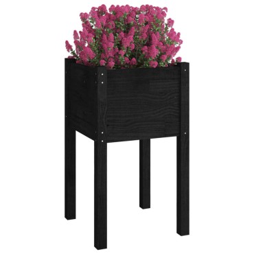 vidaXL Ζαρντινιέρες 2 τεμ. Μαύρες 40 x 40 x 70 εκ. Μασίφ Ξύλο Πεύκου