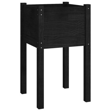 vidaXL Ζαρντινιέρες 2 τεμ. Μαύρες 40 x 40 x 70 εκ. Μασίφ Ξύλο Πεύκου