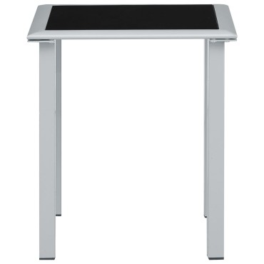 vidaXL Τραπέζι Κήπου Μαύρο/Ασημί 41x41x45cm από Ατσάλι και Γυαλί 1 τεμ.