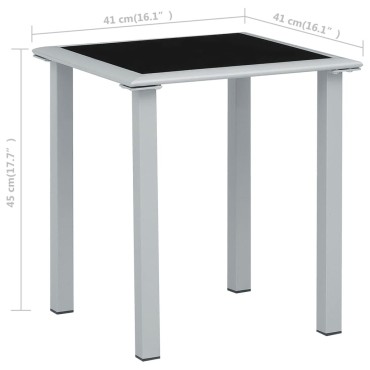 310541 vidaXL Garden Table Black and Silver 41x41x45cm Steel and Glass