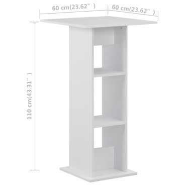 vidaXL Τραπέζι Μπαρ Λευκό 60x60x110cm 1 τεμ.