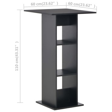 vidaXL Τραπέζι Μπαρ Μαύρο 60x60x110cm 1 τεμ.