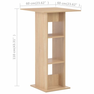 vidaXL Τραπέζι Μπαρ Χρώμα Δρυός 60x60x110cm 1 τεμ.
