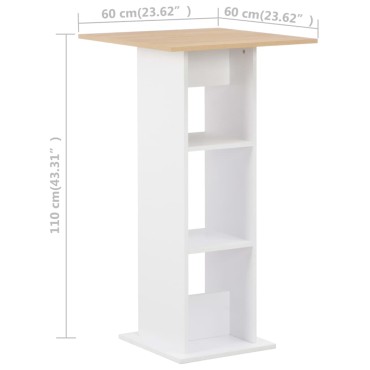 vidaXL Τραπέζι Μπαρ Λευκό / Sonoma Δρυς 60x60x110cm 1 τεμ.