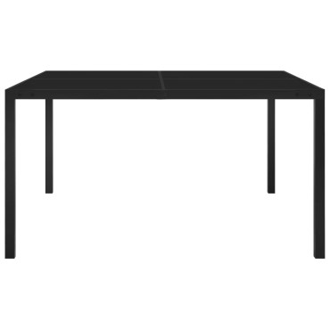 313099 vidaXL Garden Table 130x130x72cm Black Steel and Glass