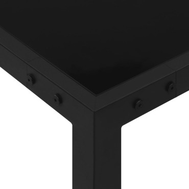 313099 vidaXL Garden Table 130x130x72cm Black Steel and Glass