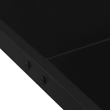 313099 vidaXL Garden Table 130x130x72cm Black Steel and Glass