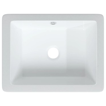 vidaXL Νιπτήρας Μπάνιου Ορθογώνιος Λευκός 39x30x18,5 εκ. Κεραμικός
