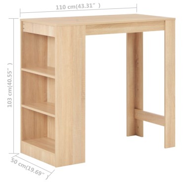 vidaXL Τραπέζι Μπαρ με Ράφι Χρώμα Δρυός 110x50x103cm 1 τεμ.