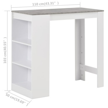 vidaXL Τραπέζι Μπαρ με Ράφι Λευκό 110x50x103cm 1 τεμ.