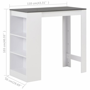 vidaXL Τραπέζι Μπαρ με Ράφι Λευκό 110x50x103cm 1 τεμ.