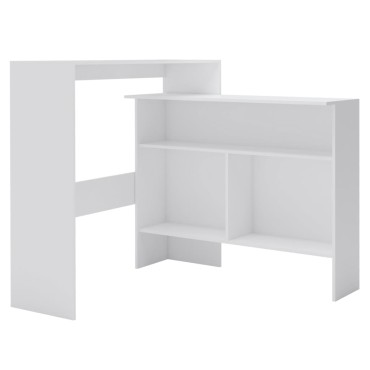 vidaXL Τραπέζι Μπαρ με 2 Επιφάνειες Λευκό 130x40x120cm 1 τεμ.