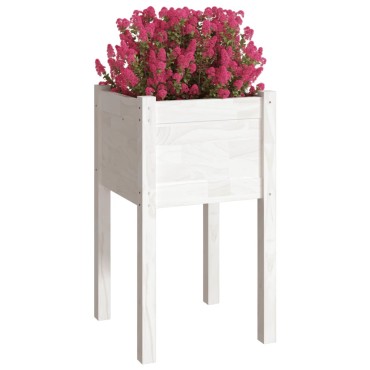 vidaXL Ζαρντινιέρες 2 τεμ. Λευκές 40 x 40 x 70 εκ. Μασίφ Ξύλο Πεύκου