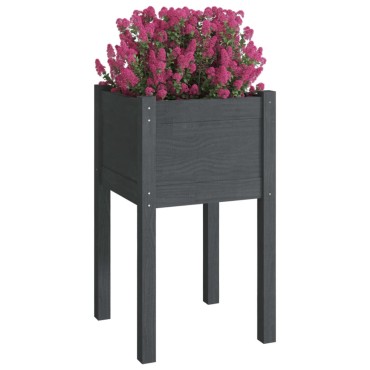 vidaXL Ζαρντινιέρες 2 τεμ. Γκρι 40 x 40 x 70 εκ. Μασίφ Ξύλο Πεύκου