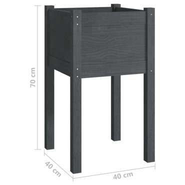 vidaXL Ζαρντινιέρες 2 τεμ. Γκρι 40 x 40 x 70 εκ. Μασίφ Ξύλο Πεύκου