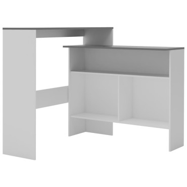 vidaXL Τραπέζι Μπαρ με 2 Επιφάνειες Λευκό / Γκρι 130x40x120cm 1 τεμ.