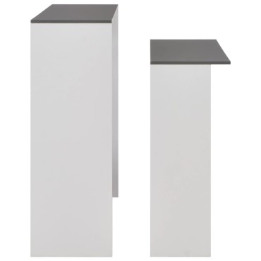 vidaXL Τραπέζι Μπαρ με 2 Επιφάνειες Λευκό / Γκρι 130x40x120cm 1 τεμ.