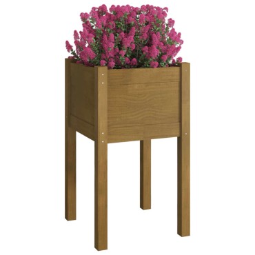 vidaXL Ζαρντινιέρα Κήπου Καφέ Μελί 40x40x70 εκ. από Μασίφ Ξύλο Πεύκου
