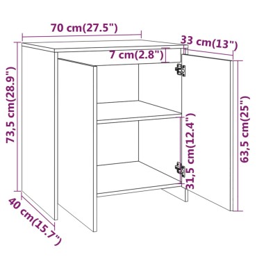 vidaXL Μπουφές Καπνιστή Δρυς 70x41x75cm από Επεξεργασμένο Ξύλο 1 τεμ.
