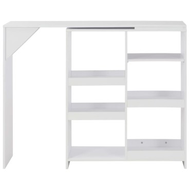 vidaXL Τραπέζι Μπαρ με Κινητό Ράφι Λευκό 138x39x110cm 1 τεμ.