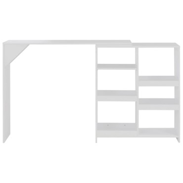 vidaXL Τραπέζι Μπαρ με Κινητό Ράφι Λευκό 138x39x110cm 1 τεμ.
