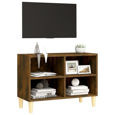vidaXL Έπιπλο Τηλεόρασης Καπνιστή Δρυς 69,5x30x50cm Μασίφ Ξύλ. Πόδια
