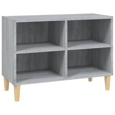 vidaXL Έπιπλο Τηλεόρασης Γκρι Sonoma 69,5x30x50cm & Μασίφ Ξύλινα Πόδια