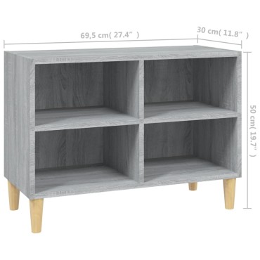 vidaXL Έπιπλο Τηλεόρασης Γκρι Sonoma 69,5x30x50cm & Μασίφ Ξύλινα Πόδια