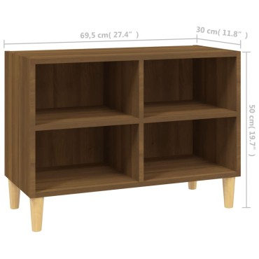 vidaXL Έπιπλο Τηλεόρασης Καφέ Δρυς 69,5x30x50cm Μασίφ Ξύλινα Πόδια
