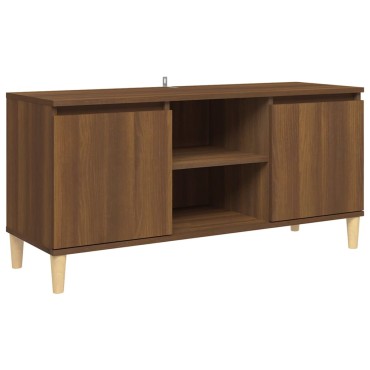 vidaXL Έπιπλο Τηλεόρασης Καφέ Δρυς 103,5x35x50cm Μασίφ Ξύλινα Πόδια
