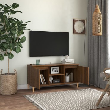 vidaXL Έπιπλο Τηλεόρασης Καφέ Δρυς 103,5x35x50cm Μασίφ Ξύλινα Πόδια