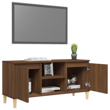 vidaXL Έπιπλο Τηλεόρασης Καφέ Δρυς 103,5x35x50cm Μασίφ Ξύλινα Πόδια