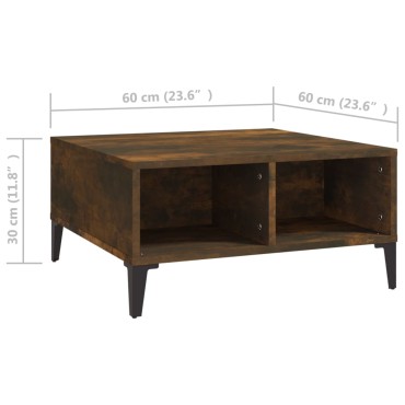 vidaXL Τραπεζάκι Σαλονιού Καπνιστή Δρυς 60x60x30cm από Μοριοσανίδα 1 τεμ.