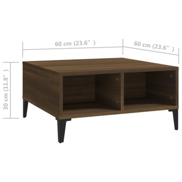 vidaXL Τραπεζάκι Σαλονιού Καφέ Δρυς 60x60x30cm από Μοριοσανίδα 1 τεμ.