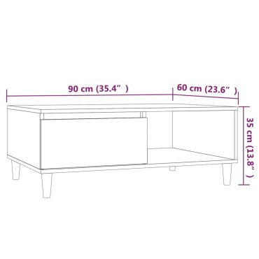 vidaXL Τραπεζάκι Σαλονιού Γκρι Sonoma 90x60x35cm Επεξεργασμένο Ξύλο 1 τεμ.