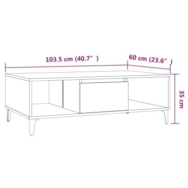 vidaXL Τραπεζάκι Σαλονιού Καπνιστή Δρυς 103,5x60x35cm από Επεξ. Ξύλο 1 τεμ.
