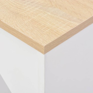 vidaXL Τραπέζι Μπαρ με Κινητό Ράφι Λευκό 138x39x110cm 1 τεμ.