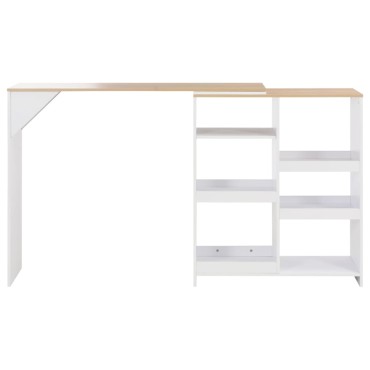 vidaXL Τραπέζι Μπαρ με Κινητό Ράφι Λευκό 138x39x110cm 1 τεμ.