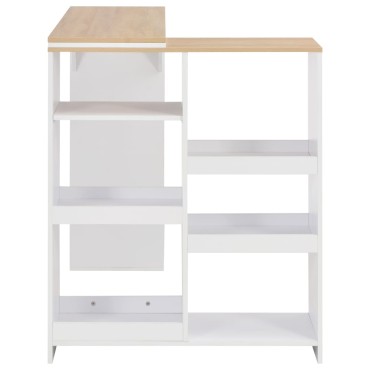 vidaXL Τραπέζι Μπαρ με Κινητό Ράφι Λευκό 138x39x110cm 1 τεμ.