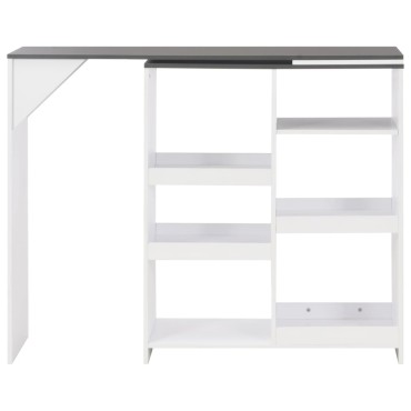 vidaXL Τραπέζι Μπαρ με Κινητή Ραφιέρα Λευκό 138x39x110cm 1 τεμ.