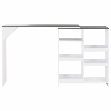 vidaXL Τραπέζι Μπαρ με Κινητή Ραφιέρα Λευκό 138x39x110cm 1 τεμ.