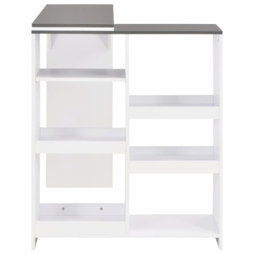 vidaXL Τραπέζι Μπαρ με Κινητή Ραφιέρα Λευκό 138x39x110cm 1 τεμ.