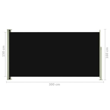vidaXL Σκίαστρο Πλαϊνό Συρόμενο Βεράντας Μαύρο 160 x 300 εκ.