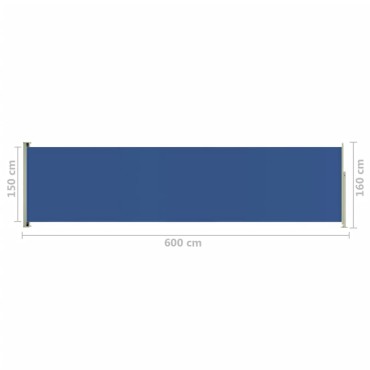 vidaXL Σκίαστρο Πλαϊνό Συρόμενο Βεράντας Μπλε 160 x 600 εκ.