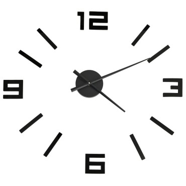 325156 vidaXL 3D Wall Clock Modern Design Black 100 cm XXL
