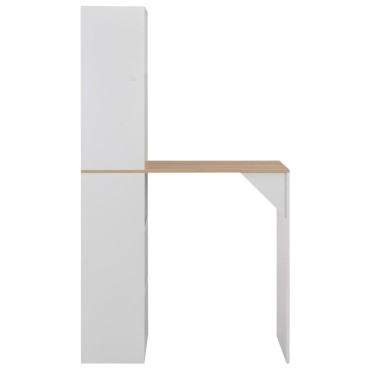 vidaXL Τραπέζι Μπαρ με Ντουλάπι Λευκό 115x59x200cm 1 τεμ.