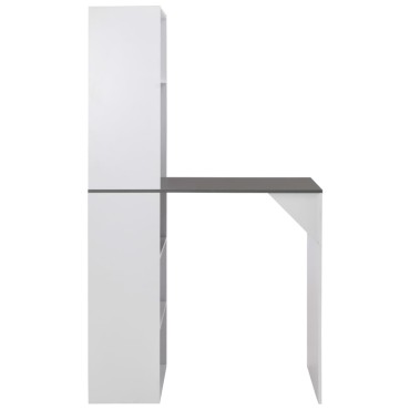 vidaXL Τραπέζι Μπαρ με Ντουλάπι Λευκό 115x59x200cm 1 τεμ.