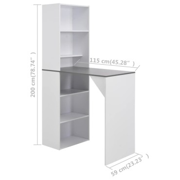 vidaXL Τραπέζι Μπαρ με Ντουλάπι Λευκό 115x59x200cm 1 τεμ.