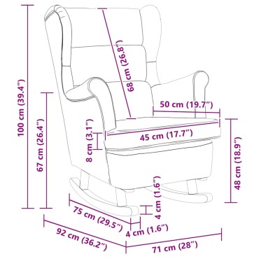 vidaXL Κουνιστή Πολυθρόνα με Πλάτη και Σκούρο Πράσινο Βελούδο 74x90x102cm 1 τεμ.